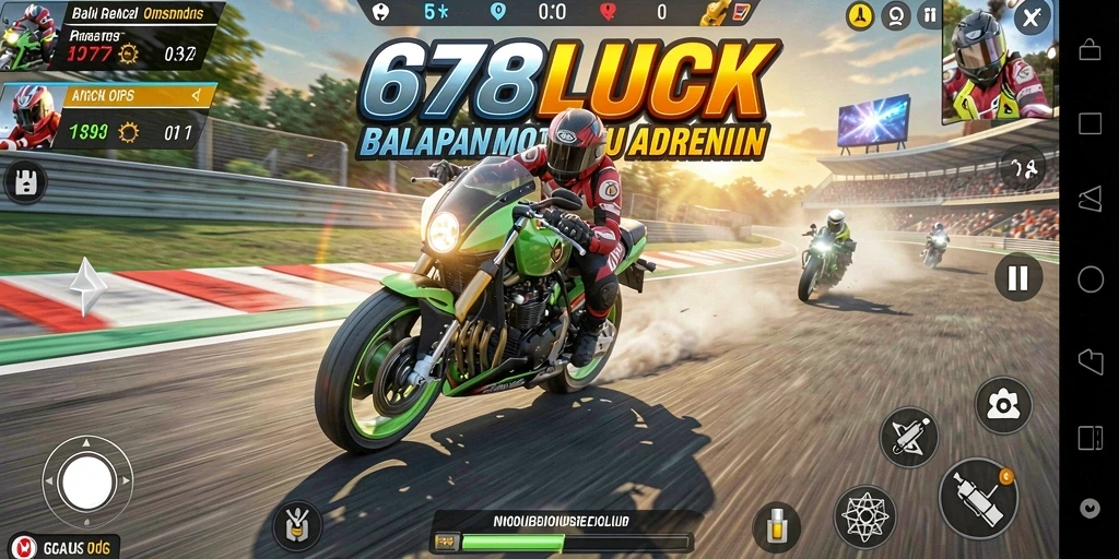 Gameplay 678LUCK menampilkan aksi balapan motor yang seru dan cepat.