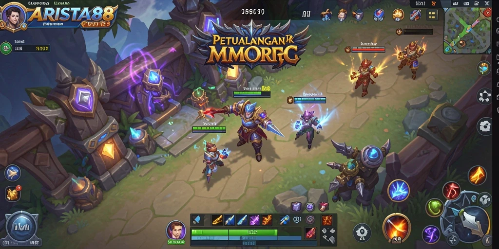 Tampilan gameplay ARISTA88 yang menampilkan pertempuran epik dalam dunia MMORPG.