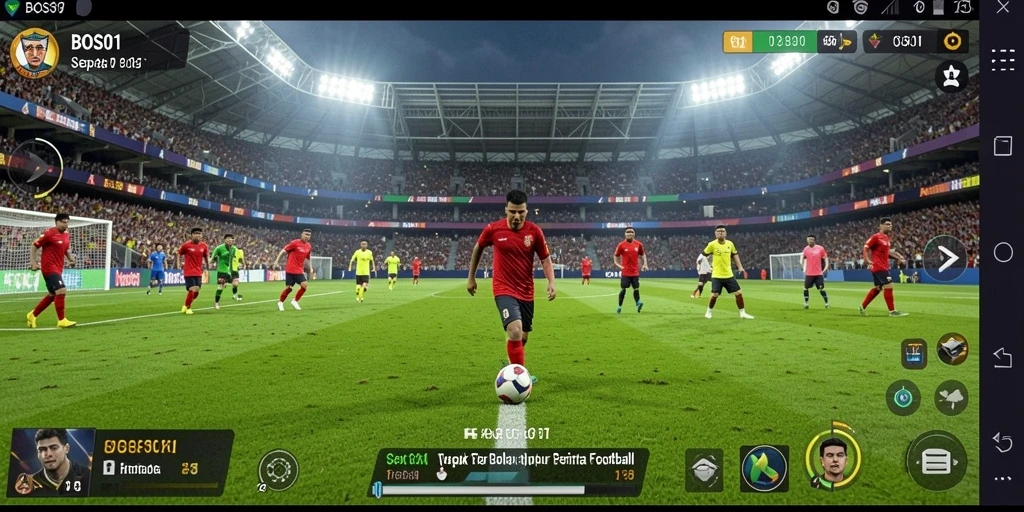 Tampilan gameplay yang mendebarkan dan aksi sepak bola nyata.