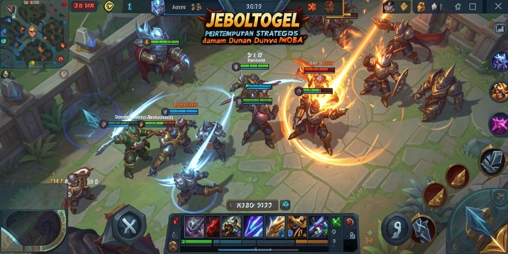 Tampilan gameplay seru dalam JEBOLTOGEL, menunjukkan pertarungan epik antar hero.
