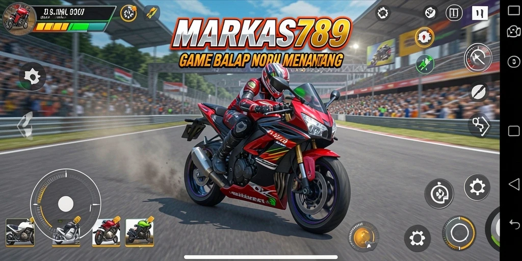 Tampilan seru dari gameplay balap motor di MARKAS789.