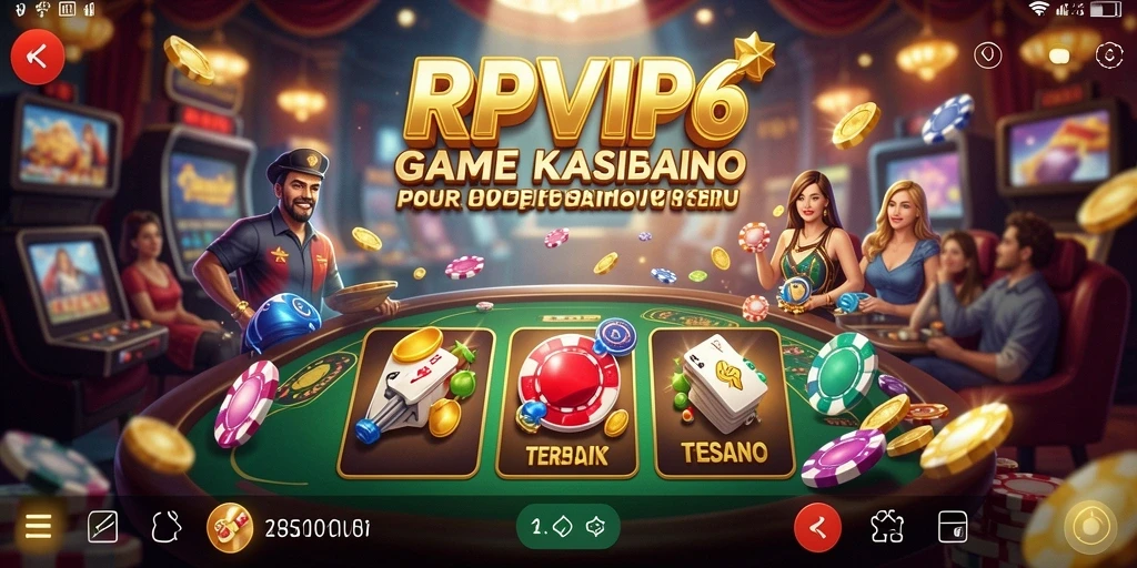 Tampilan gameplay seru di RPVIP6 dengan slot dan meja permainan.